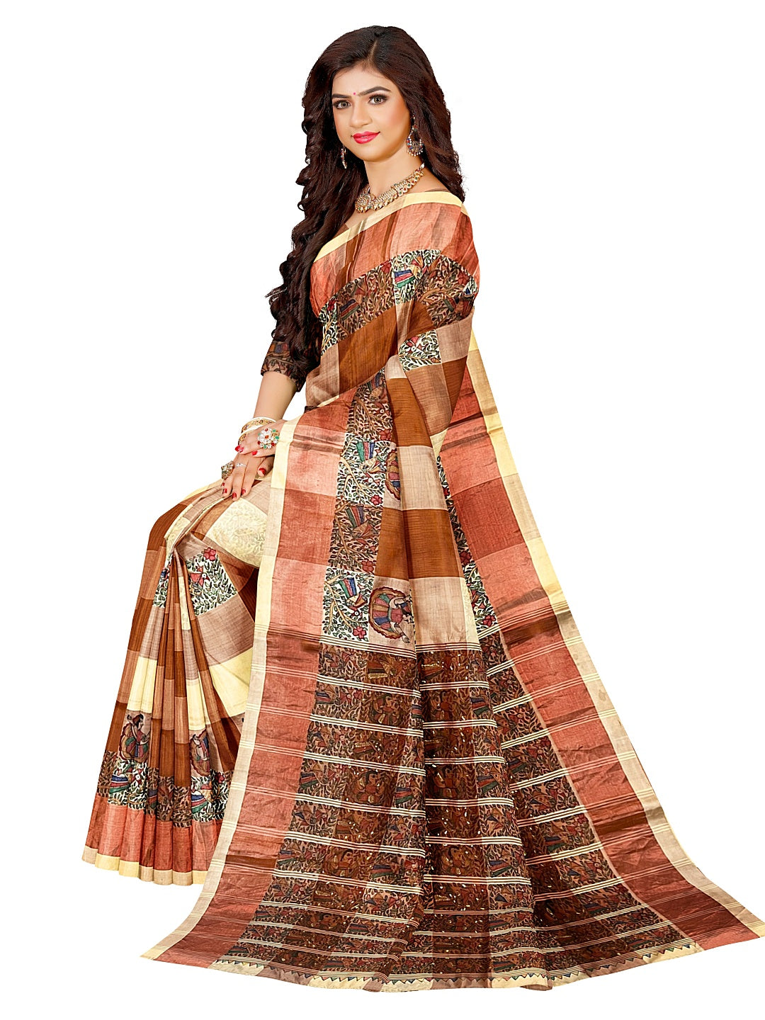 Madhubani on Murshidabad Silk Saree